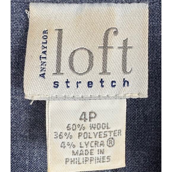 Ann Taylor Loft Stretch Grayish Blue Career Front Buttons Women’s Blazer Size 4P - Picture 2 of 7
